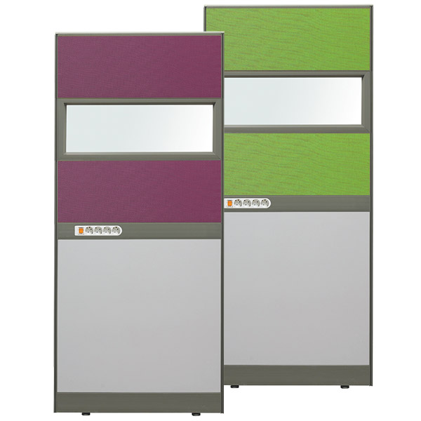 45T PVC 콘센트 유리파티션 H1800 (상부:패브릭+유리+패브릭)